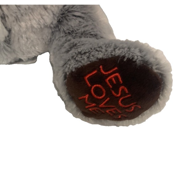 FIESTA Reindeer Plush Moose Soft Red Scarf Jesus Loves Me on Foot 13" Reindeer - Picture 6 of 6